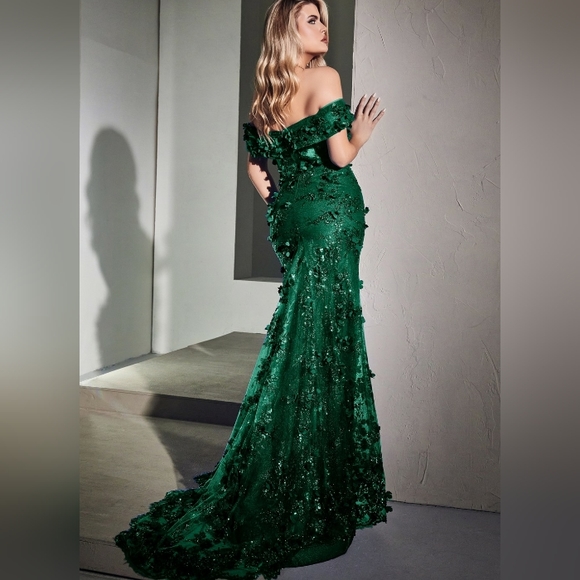 Royal blue,red, off the shoulder gown,black formal dress - Picture 3 of 8